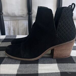 Toms Black Ankle Booties with Quilted Detail